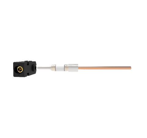 1 Pin Quick Connect, 2.5kV, 125 Amp, 0.250 Inch Copper, Silver Plating Air Side, Weld In, With Plug