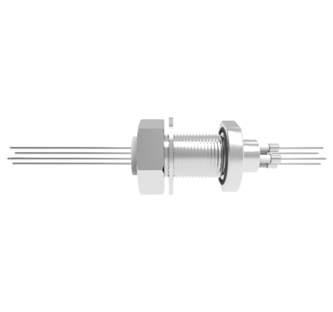 4 Pin 2kV Baseplate Feedthrough 1.8 Amp 0.050 304 Stn. Stl. Conductor 1 inch Bolt