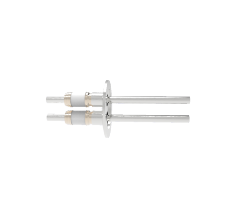 8kV Stainless Steel Tube Feedthrough, 0.375 Inch Conductor Diameter, 2 Pin on ISO KF50 Quick Flange