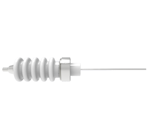 30kV Fluted Ceramic Feedthrough, 0.094 Inch 304 Stn. Stl. Conductor, 3.6 Amp, Weld In