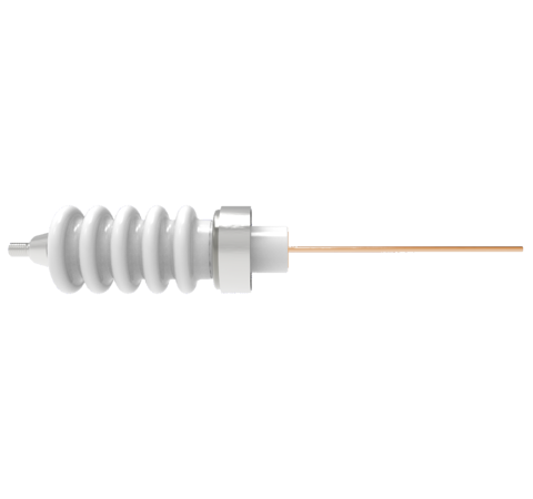 30kV Fluted Ceramic Feedthrough, 0.094 Inch Copper Conductor, 55 Amp, Weld In