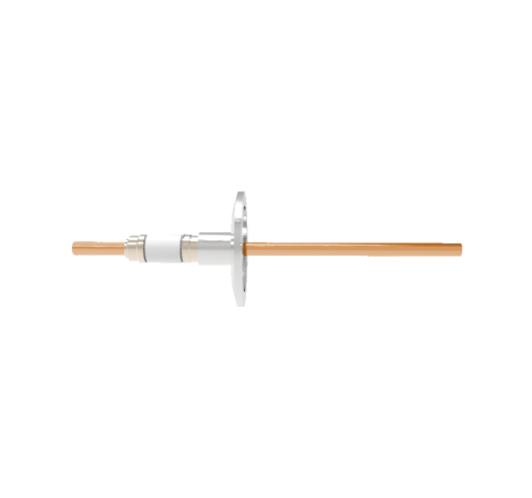 12kV Copper Tube Feedthrough, 0.250 Inch Conductor Diameter, 1 Pin on ISO KF40 Quick Flange