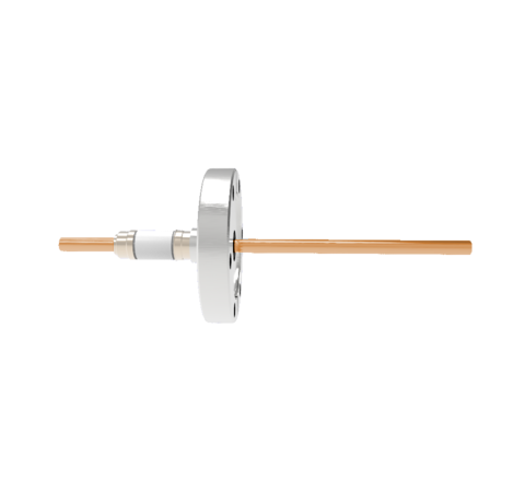 12kV Copper Tube Feedthrough, 0.250 Inch Conductor Diameter, 1 Pin on CF2.75 Conflat Flange