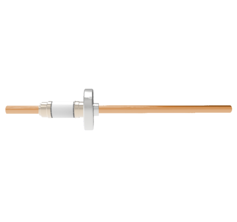 12kV Copper Tube Feedthrough, 0.250 Inch Conductor Diameter, 1 Pin on CF1.33 Conflat Flange