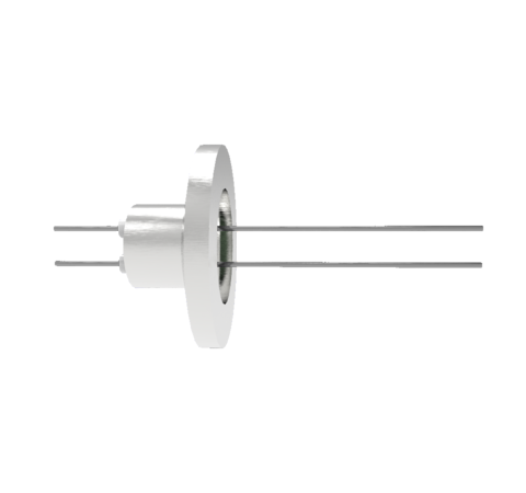 2 Pin, 0.032 Inch Diameter Molybdenum Conductors, 2kV, 8.5 Amp Feedthrough on ISO KF16 Quick Flange