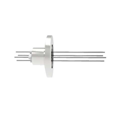 4 Pin, 0.032 Inch Diameter Molybdenum Conductors, 2kV, 8.5 Amp Feedthrough on ISO KF16 Quick Flange