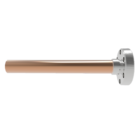0.500 Inch Diameter, 6.0 Inch Long, Copper Pinch Off Tube, CF 1.33 Conflat Flange One End