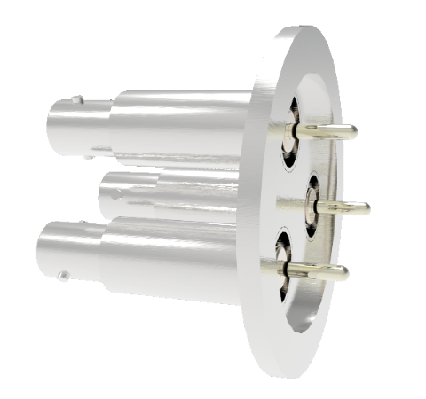 SHV Grounded Shield Recessed 5kV 10 Amp 0.094 Nickel Conductor 3 each in a KF40 Flange Without Plug