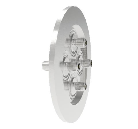 SMA 50 Ohm Grounded Shield 500V 0.8 Amp 4 each in a KF50 Flange Without Plug