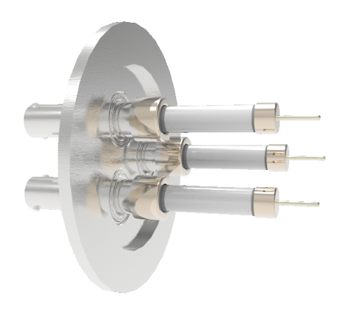 SHV Grounded Shield Exposed 10kV 8.2 Amp 0.051 Nickel Conductor 3 each in a KF50 Flange Without Plug