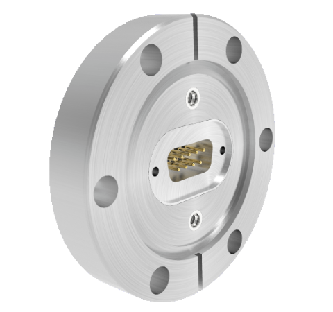 9 Pin Sub D 24308 Series 500V, 5 Amp, With 2 Each 50 Ohm SMP connectors in CF2.75 Conflat Flange