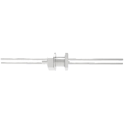 BNC to Microdot Baseplate, 2 Pin, 500V, 2 Amp, 304 Stn. Stl. 3/16 Cooling Tubes on 1 Inch Bolt