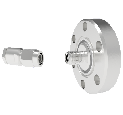 SMA 50 Ohm Grounded Shield Recessed 500V 0.8 Amp 0.040 330 Stn Stl Conductor CF1.33 Flange With Plug