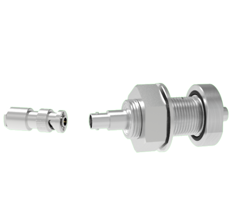 5kV 3.6 Amp Baseplate Feedthrough 304 Stn. Stl. Conductor 1 inch Bolt With Plug