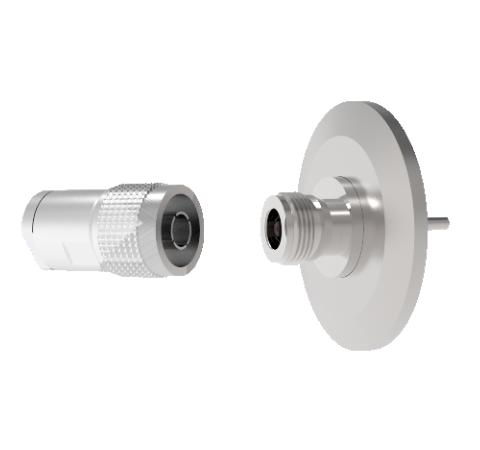 Type N 50 Ohm Grounded Shield Recessed 1.5kV 1 Amp KF40 Flange With Plug