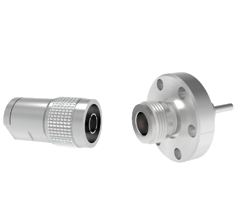 Type N 50 Ohm Grounded Shield Recessed 1.5kV 1 Amp CF1.33 Flange With Plug