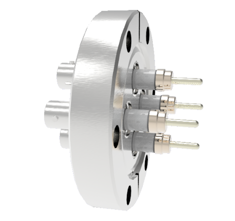 SHV Grounded Shield Exposed 5kV 10 Amp 0.094 Nickel Conductor 4 each in a CF2.75 Flange Without Plug