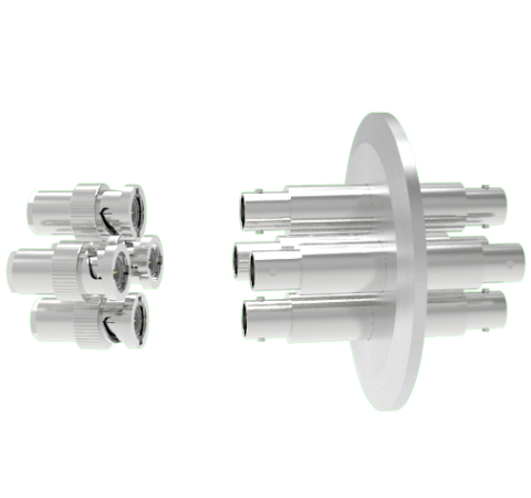 BNC Grounded Shield Recessed 500V 3.6 Amp 4 each in a KF50 Flange With Plug