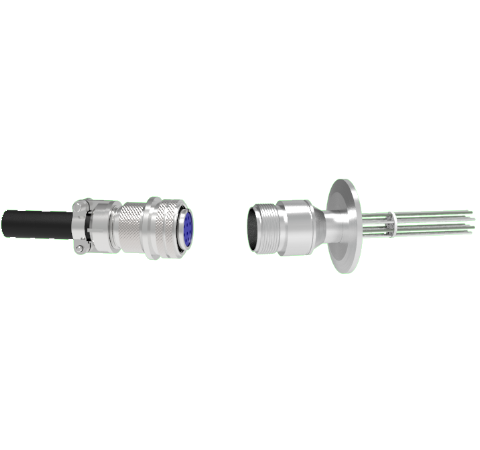 Thermocouple, Type K, 5 Pair Circular Connector in a KF40 ISO Quick Flange With Plug