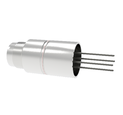 4 Pin, 12kV, 13 Amp Feedthrough, 0.062 Inch Diameter Molybdenum Conductors, Weld In, Without Plug