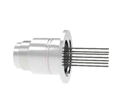 7 Pin, 12KV, 13 Amp Feedthrough, 0.062 inch Diameter Molybdenum Conductors, KF40 Flange, Without Plug