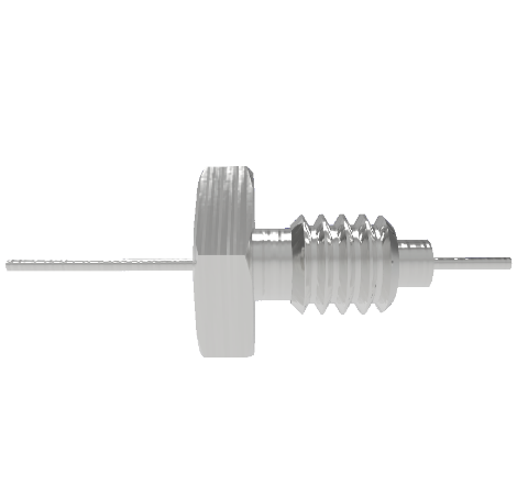 0.030 Inch, 1 Pin, 1kV Baseplate Feedthrough, 1.1 Amp Stainless Steel Conductor, 1/4 inch Bolt mount