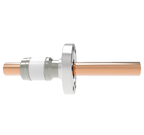 8kV Copper Tube Feedthrough, 0.750 Inch Conductor Diameter, 1 Pin on CF2.75 Conflat Flange