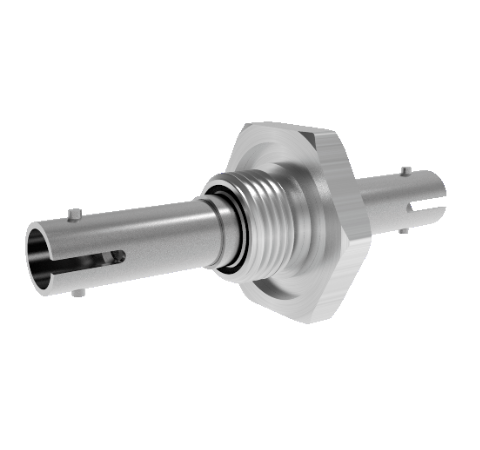 Fiber Optic Feedthrough, Multimode, Hermetic, ST-ST Adapter, Jam Nut / Baseplate Mount