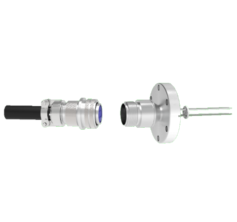 Thermocouple, Type K, 2 Pair Circular Connector in a CF2.75 Conflat Flange With Plug