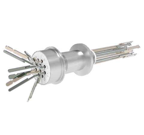 Thermocouple, Type E, 5 Pair in a KF16 ISO Quick Flange, With Spade Plug