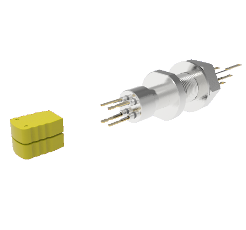 Type K 2 Pair Thermocouple Baseplate Feedthrough 1 inch Bolt With Spade Plug