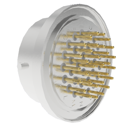 32 Pin Circular Connector, 26482 Series, 1kV, 3 Amp, Gold Plated Conductors, Single Ended, Weld in