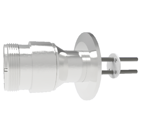 2 Pin 5015 Style Circular Connector, 700V, 25 Amp, Nickel Conductors in ISO KF40 Flange Without Plug