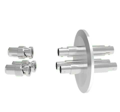 BNC Grounded Shield Recessed 500V 3.6 Amp 3 each in a KF50 Flange With Plug