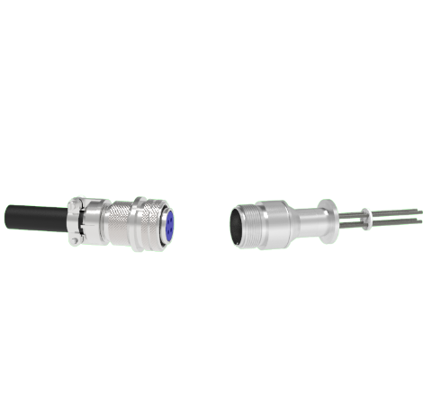 4 Pin 5015 Style Circular Connector, 700V, 23 Amp, Molybdenum Conductors in a KF16 Flange With Plug