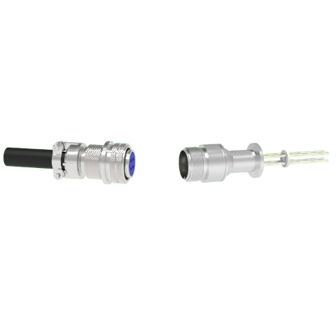 4 Pin 5015 Style Circular Connector, 700V, 16 Amp, Nickel Conductors in a KF16 ISO Flange With Plug