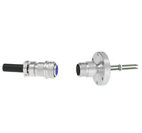 4 Pin 5015 Style Circular Connector, 700V, 23 Amp, Molybdenum Conductor in a CF2.75 Flange With Plug