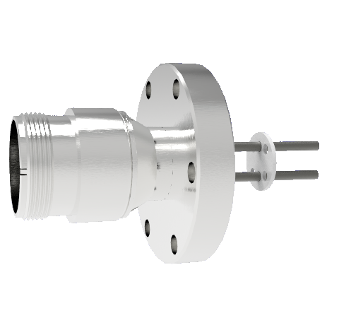 2 Pin 5015 Style Circular, 700V, 46 Amp, Molybdenum Conductors in a CF2.75 Flange Without Plug