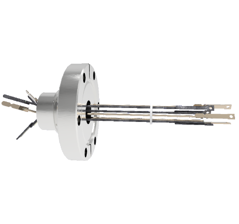 Thermocouple, Type E, 3 Pair in a CF2.75 Conflat Flange, With Spade Plug