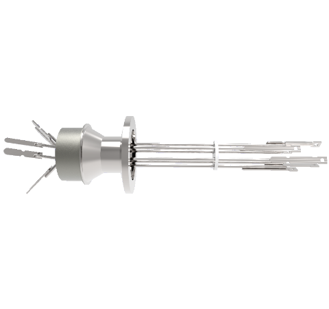 Thermocouple, Type E, 3 Pair in a KF25 ISO Quick Flange With Spade Plug