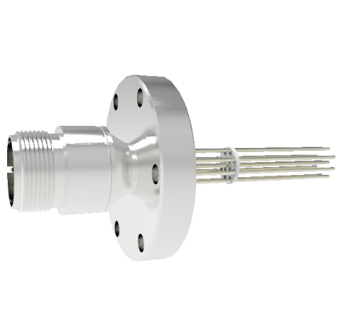 10 Pin 5015 Style Circular Connector, 700V, 4.8 Amp, Alumel Conductors in CF2.75 Flange Without Plug