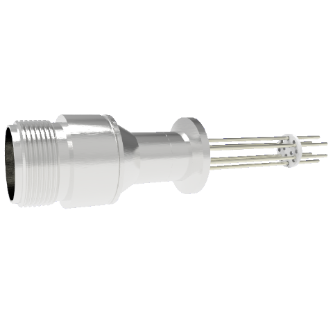 6 Pin 5015 Style Circular Connector, 700V, 4.8 Amp, Alumel Conductors in a KF16 Flange Without Plug