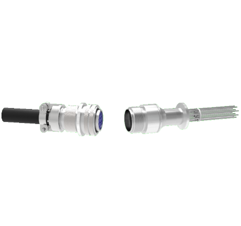 10 Pin 5015 Style Circular Connector, 700V, 4.8 Amp, Alumel Conductor in a KF16 Flange With Plug