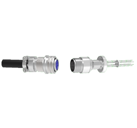 6 Pin 5015 Style Circular Connector, 700V, 4.8 Amp, Alumel Conductors in a CF1.33 Flange With Plug