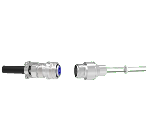 2 Pin 5015 Style Circular Connector, 700V, 23 Amp, Molybdenum Conductor in Weld adapter With Plug