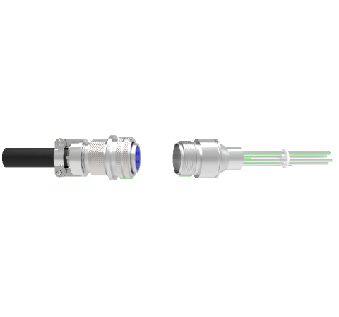 4 Pin 5015 Style Circular Connector, 700V, 16 Amp, Nickel Conductors in Weld adapter With Plug