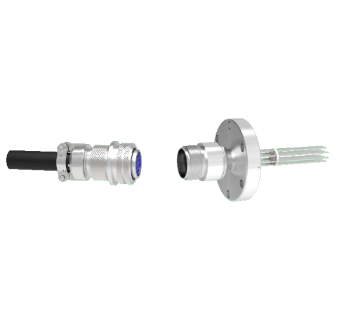 10 Pin 5015 Style Circular Connector, 700V, 4.8 Amp, Alumel Conductors in a CF2.75 Flange With Plug