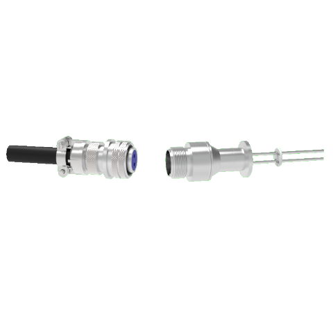 2 Pin 5015 Style Circular Connector, 700V, 16 Amp, Nickel Conductors in a KF16 ISO Flange With Plug