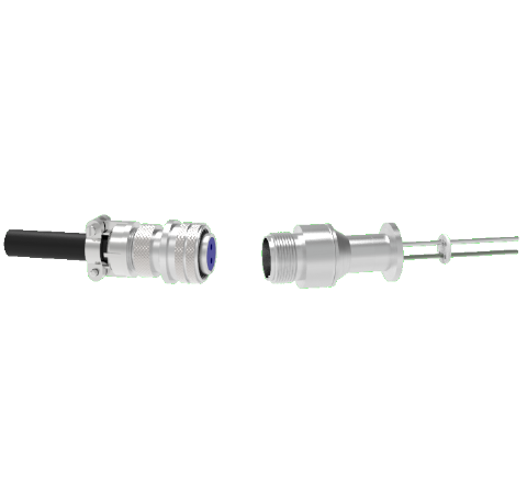 2 Pin 5015 Style Circular Connector, 700V, 23 Amp, Molybdenum Conductors in a KF16 Flange With Plug