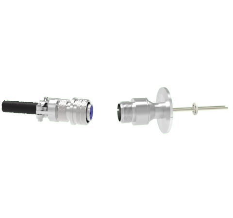 2 Pin 5015 Style Circular Connector, 700V, 16 Amp, Nickel Conductors in a KF40 Flange With Plug